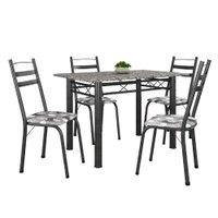 Conjunto De Mesa Itália Com 4 Cadeiras 1,20m Artefamol Dark / Granito