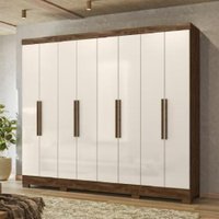 Guarda Roupas Casal 8 Portas 4 Gavetas Diplomata Moval Castanho / Baunilha Guarda Roupas Casal 8 Portas 4 Gavetas Diplomata Moval Castanho / Baunilha