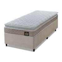 Cama Box Solteiro Colchão de Espuma D33 Millenium Pillow Top 88x188x57cm Bege