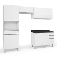 Armário Cozinha Completa Top Class 4 Peças Com Balcão Branco