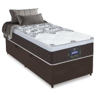 Cama Box Solteiro Baú Colchão Molas Ensacadas com Euro IN New York Marrom / Branco 88x188x67cm