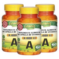 Vitamina A Retinol 60 cápsulas de 500mg Kit com 3