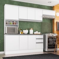 Armário de Cozinha Paris 8 Portas 2 Gavetas Branco