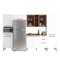 Armário De Cozinha Completa Vidro Reflecta Com Adega 9 Portas 4 Gavetas Favorita Branco / Nature