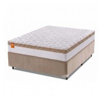 Cama Box Casal King Colchão Molas Ensacadas Real 193x203x65cm Branco / Bege - Suporta até 130Kg Por