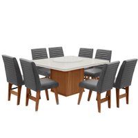 Conjunto De Mesa 8 Cadeiras Tampo Giratório Amsterdã Cedro