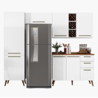 Armário De Cozinha Completa Com Adega 7 Portas 3 Gavetas Favorita Branco/Nature