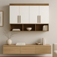 Modulo Ja Georgia Armário Aereo 1,60m Jequitibá / Off White