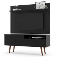 Combo Painel Para Tv + Rack Topázio Patrimar Preto