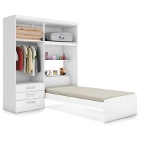 Guarda Roupas Solteiro Ja Cancún Branco Ou Branco / Lilas