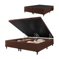 Cama Box com Baú Queen 1,58m com 41cm de Altura Prince Suede Marrom