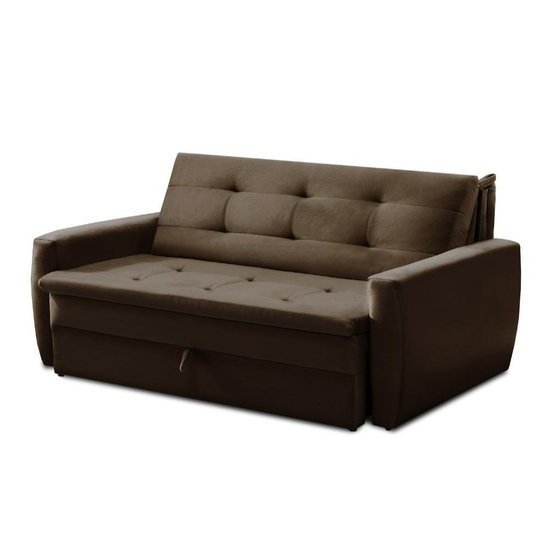 Sofá Cama Jade 1,36m Suede Marrom Adonai Estofados
