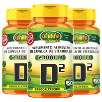 Vitamina D2 Ergocalciferol 60 cápsulas de 470mg kit com 3