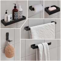 Kit Acessórios Banheiro Completo 6 Peças Inox Lavabo Premium - Preto - Lojas RPM