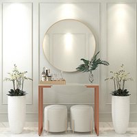 Aparador Bancada Retangular Mesa Estilo Industrial Sala Off White Pés Ferro Cobre 68x45 - Lojas RPM
