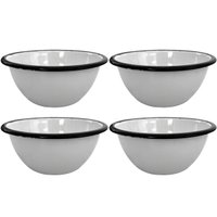 Conjunto 4 Tigelas Esmaltadas Ágata 500ml Bowls para Servir Esmaltados Silva Branco