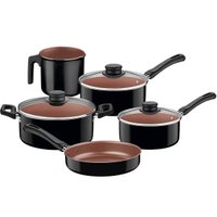 Jogo de Panelas Tramontina 5 Peças Caribe Antiaderentes Frigideira Panelas Caçarola e Fervedor Preto