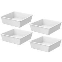 Kit 4 Tigelas Retangulares Brancas Servir Lanches Molhos 230ml Travessas Pequenas Fundas Coza