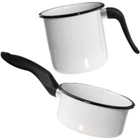 Conjunto Panela Esmaltada Ágata 1L e Leiteira 1,5L com cabos em Nylon Esmaltados Silva Branco 407138