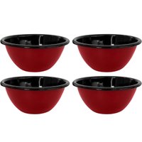 Conjunto 4 Tigelas Esmaltadas Ágata 500ml Bowls para Servir Esmaltados Silva Vermelho