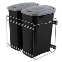 Lixeira com Corrediças Telescópicas Deslizantes Preto Dupla 15L para Cozinha Dimec