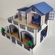 Casinha de Bonecas Infantil em Madeira MDF Casa de Brinquedo 2 Andares com 22 Móveis Sulartes Azul