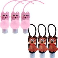 Conjunto 6 Álcool Gel Animado Para Mãos Fragrância Neutro Chaveiro 30ml Cachorro e Gato