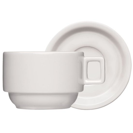 Xícara de Porcelana Chá Café 210ml com Pires Bar Hotel Germer Branca Restaurante