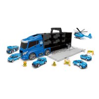 Express Wheels Caminhão Maleta Com Carrinhos Polícia Azul Multikids -  BR1842