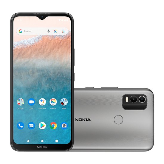 Smartphone Nokia C21 Plus 4G 128GB 2GB RAM Tela 6,5 HD Câmera Dupla 13MP Android 11 Cinza - NK098