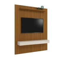 Painel  Para Tv Até 75 Polegadas Ripado Impressão 3D Egeo Com Nicho 1,80m Cedo Off White EDN