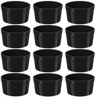 12 Ramekins Pretos Canelados 200ml Polipropileno Molheira Bowls Uno Coza