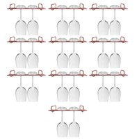 Kit 10 Organizadores Suspensos Para Taças 25cm Suportes Porta Taças Retos Rose Gold