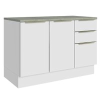 Balcão de Pia 120 cm 2 Portas 3 Gavetas Branco/Branco Veludo Lux Madesa