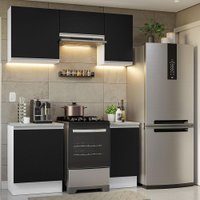 Armário de Cozinha Completa 160cm Branco/Preto Glamy Madesa 07