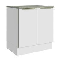 Balcão Madesa Lux 70 cm 2 Portas - Branco/Branco Veludo (Com Tampo)