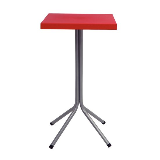 Mesa Quadrada Tramontina Sigma Alta em Polipropileno Vermelho com Base em Aço Carbono