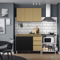Cozinha Compacta  2 gavetas 6 portas com tampo Kelly Aramoveis