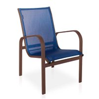 Cadeira Para Varanda, área Externa, Gourmet E Jardim - Marrom Em Tela Sling Azul