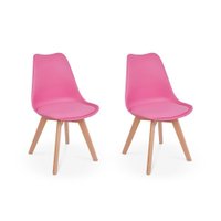 Conjunto 02 Cadeiras Eames Wood Leda Design Rosa