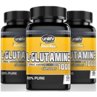 L-Glutamina Amino Ácido 120 Cápsulas de 1000mg Kit com 3