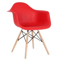 Cadeira Charles Eames Eiffel Daw Com Braços E Pés De Madeira Clara Vermelho