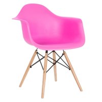 Cadeira Charles Eames Eiffel Daw Com Braços E Pés De Madeira Clara Rosa Pink