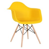 Cadeira Charles Eames Eiffel Daw Com Braços E Pés De Madeira Clara Amarelo