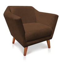 Poltrona Decorativa Pérsia Suede Marrom Pés Chanfrado Castanho - Pallazio