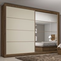 Guarda-roupa Casal Sevilha 2 Portas 6 Gavetas Espelhado Brauna/off White - Mademarques
