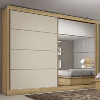 Guarda-roupa Casal Sevilha 2 Portas 6 Gavetas Espelhado Amendoa/off White - Mademarques