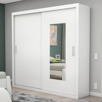Guarda-roupa Casal Salvador 2 Portas 4 Gavetas Com Espelho Branco - Carioca Móveis