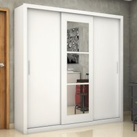 Guarda-roupa Casal Clarice 3 Portas 3 Gavetas Com Espelho Branco - Carioca Móveis