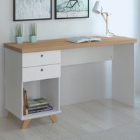 Mesa Escrivaninha Sky 2 Gavetas 1 Nicho Olmo/branco - Artany
